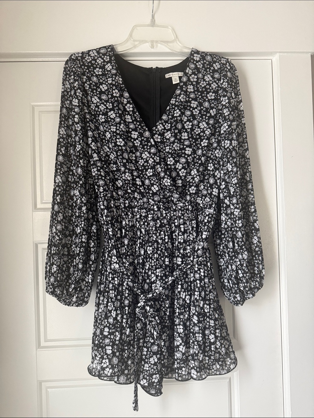 Cato Black Romper with White Floral Print